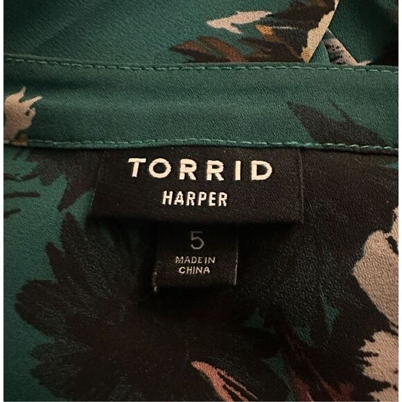 New! Torrid Green Floral Harper Tunic Sz 5X - Picture 5 of 7